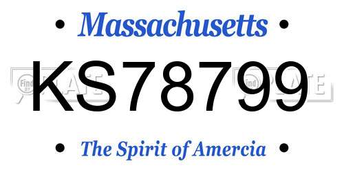 KS78799 Massachusetts License Plate