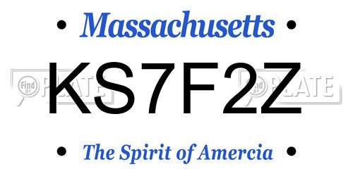 KS7F2Z Massachusetts License Plate