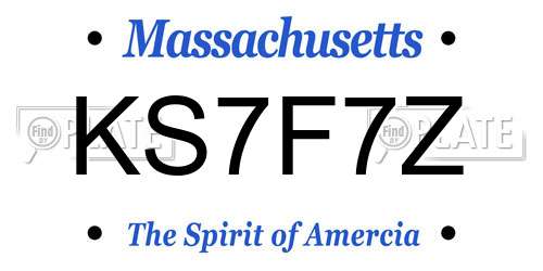 KS7F7Z Massachusetts License Plate