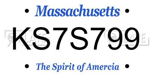KS7S799 Massachusetts License Plate