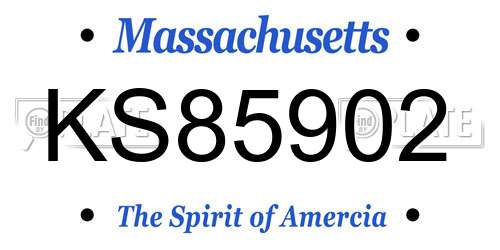 KS85902 Massachusetts License Plate