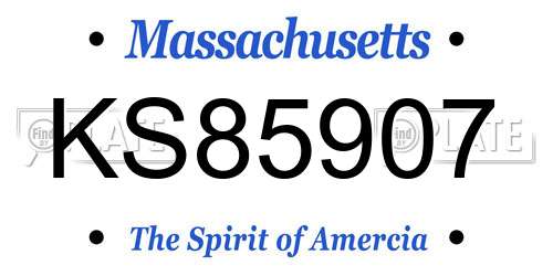 KS85907 Massachusetts License Plate