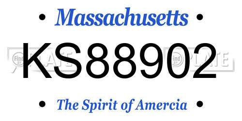 KS88902 Massachusetts License Plate