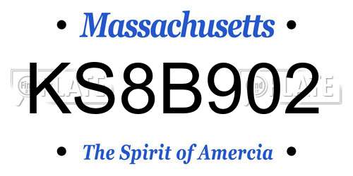 KS8B902 Massachusetts License Plate