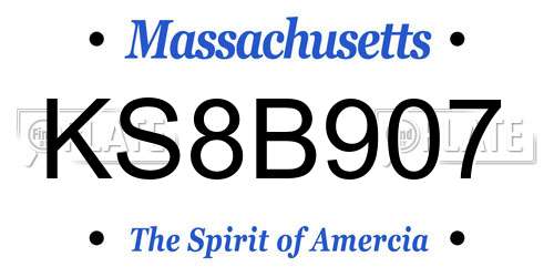 KS8B907 Massachusetts License Plate