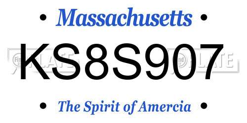 KS8S907 Massachusetts License Plate