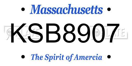 KSB8907 Massachusetts License Plate