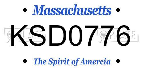 KSD0776 Massachusetts License Plate
