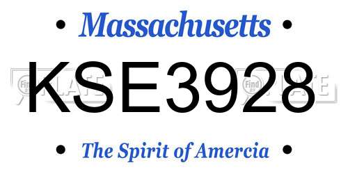 KSE3928 Massachusetts License Plate