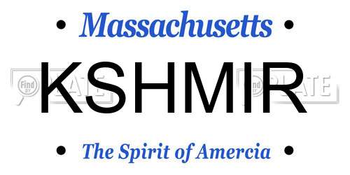 KSHMIR Massachusetts License Plate
