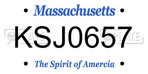 KSJ0657 Massachusetts License Plate