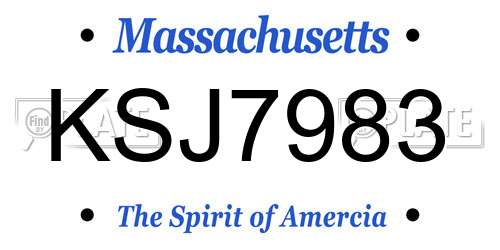 KSJ7983 Massachusetts License Plate