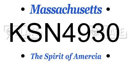 KSN4930 Massachusetts License Plate