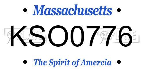 KSO0776 Massachusetts License Plate