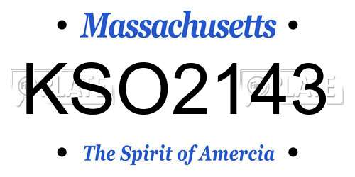 KSO2143 Massachusetts License Plate