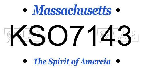KSO7143 Massachusetts License Plate