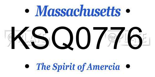 KSQ0776 Massachusetts License Plate