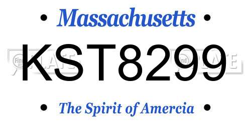 KST8299 Massachusetts License Plate