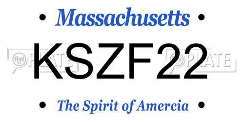 KSZF22 Massachusetts License Plate