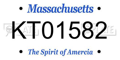 KT01582 Massachusetts License Plate