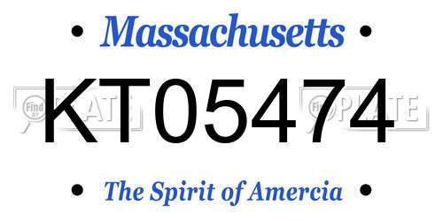KT05474 Massachusetts License Plate