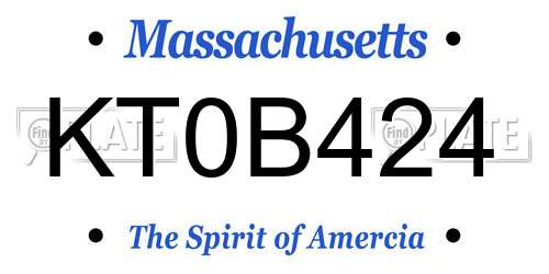 KT0B424 Massachusetts License Plate