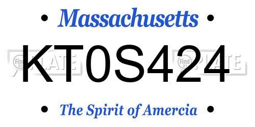 KT0S424 Massachusetts License Plate