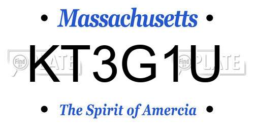KT3G1U Massachusetts License Plate