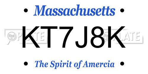 KT7J8K Massachusetts License Plate