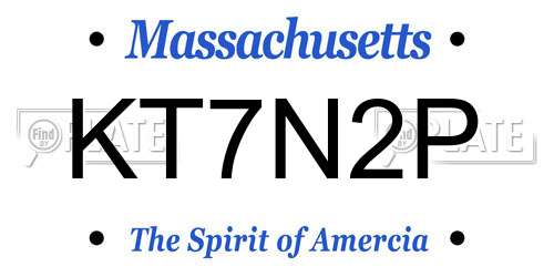 KT7N2P Massachusetts License Plate