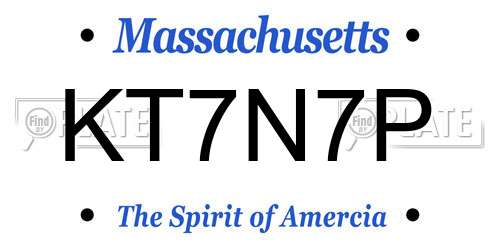 KT7N7P Massachusetts License Plate