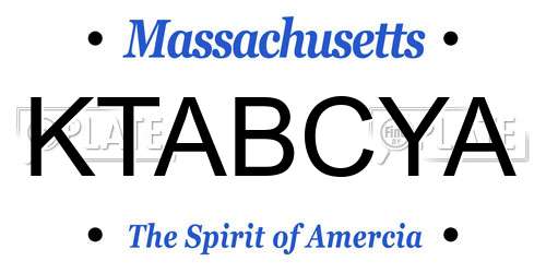 KTABCYA Massachusetts License Plate