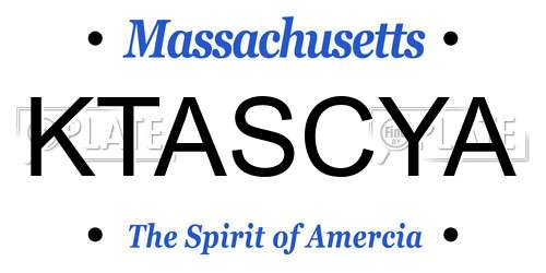 KTASCYA Massachusetts License Plate