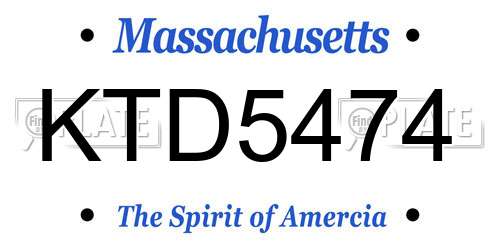 KTD5474 Massachusetts License Plate