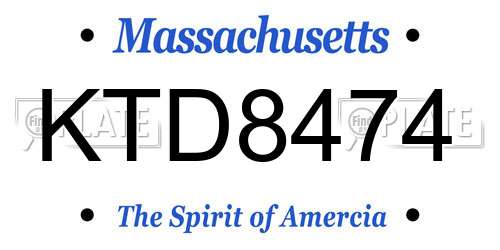 KTD8474 Massachusetts License Plate