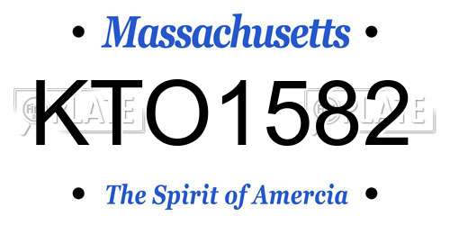 KTO1582 Massachusetts License Plate