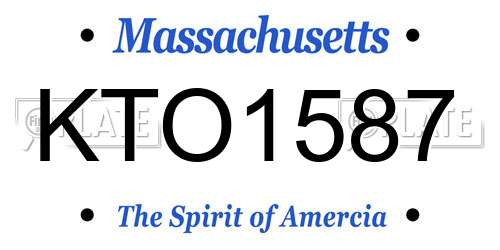KTO1587 Massachusetts License Plate