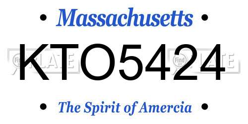 KTO5424 Massachusetts License Plate