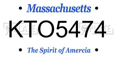 KTO5474 Massachusetts License Plate