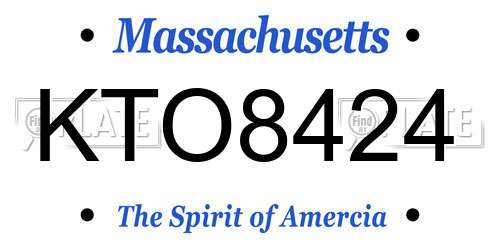 KTO8424 Massachusetts License Plate