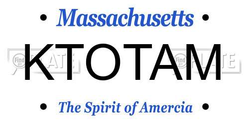 KTOTAM Massachusetts License Plate