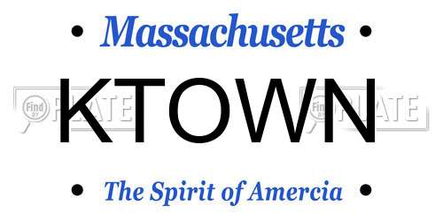 KTOWN Massachusetts License Plate