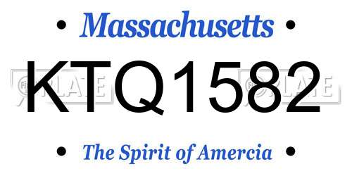 KTQ1582 Massachusetts License Plate