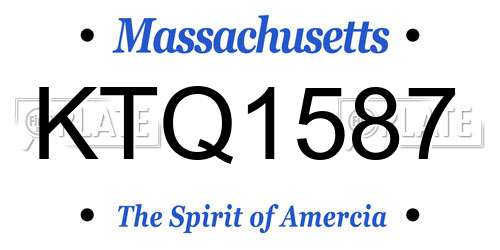KTQ1587 Massachusetts License Plate