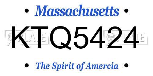KTQ5424 Massachusetts License Plate