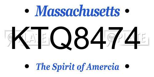 KTQ8474 Massachusetts License Plate