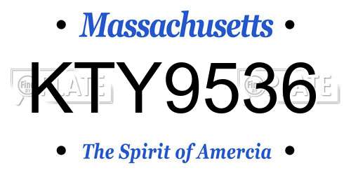 KTY9536 Massachusetts License Plate