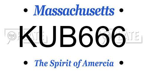 KUB666 Massachusetts License Plate