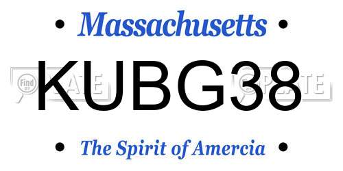KUBG38 Massachusetts License Plate