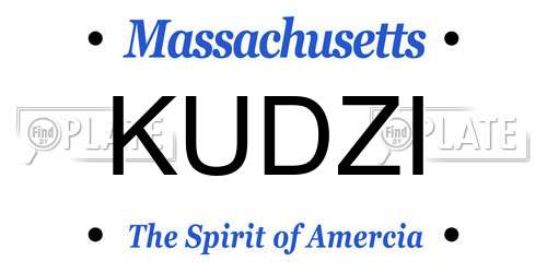 KUDZI Massachusetts License Plate
